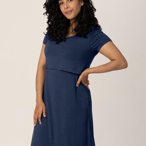 Kindred Bravely Nursing Dress and Maternity Navy Blue Bamboo Large